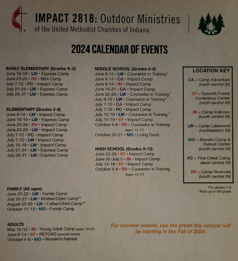 Church Camp Information First United Methodist Church Marion, IN